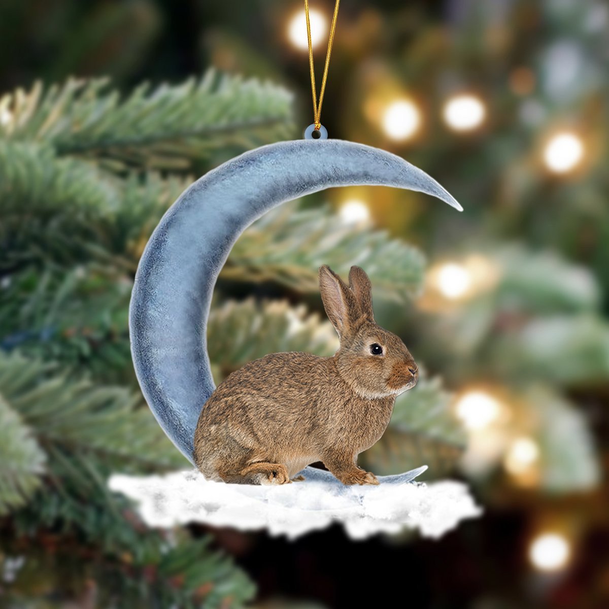 Shopeeyou – Ornament- Rabbit Bunny Sits On The Moon Hanging Ornament Dog Ornament, Car Ornament, Christmas Ornament Two Sided Ornament, Shaped Ornament