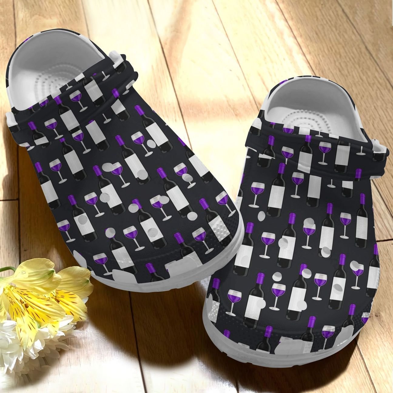 Wine Personalize Clog, Custom Name, Text, Fashion Style For Women, Men, Kid, Print 3D Wine Pattern