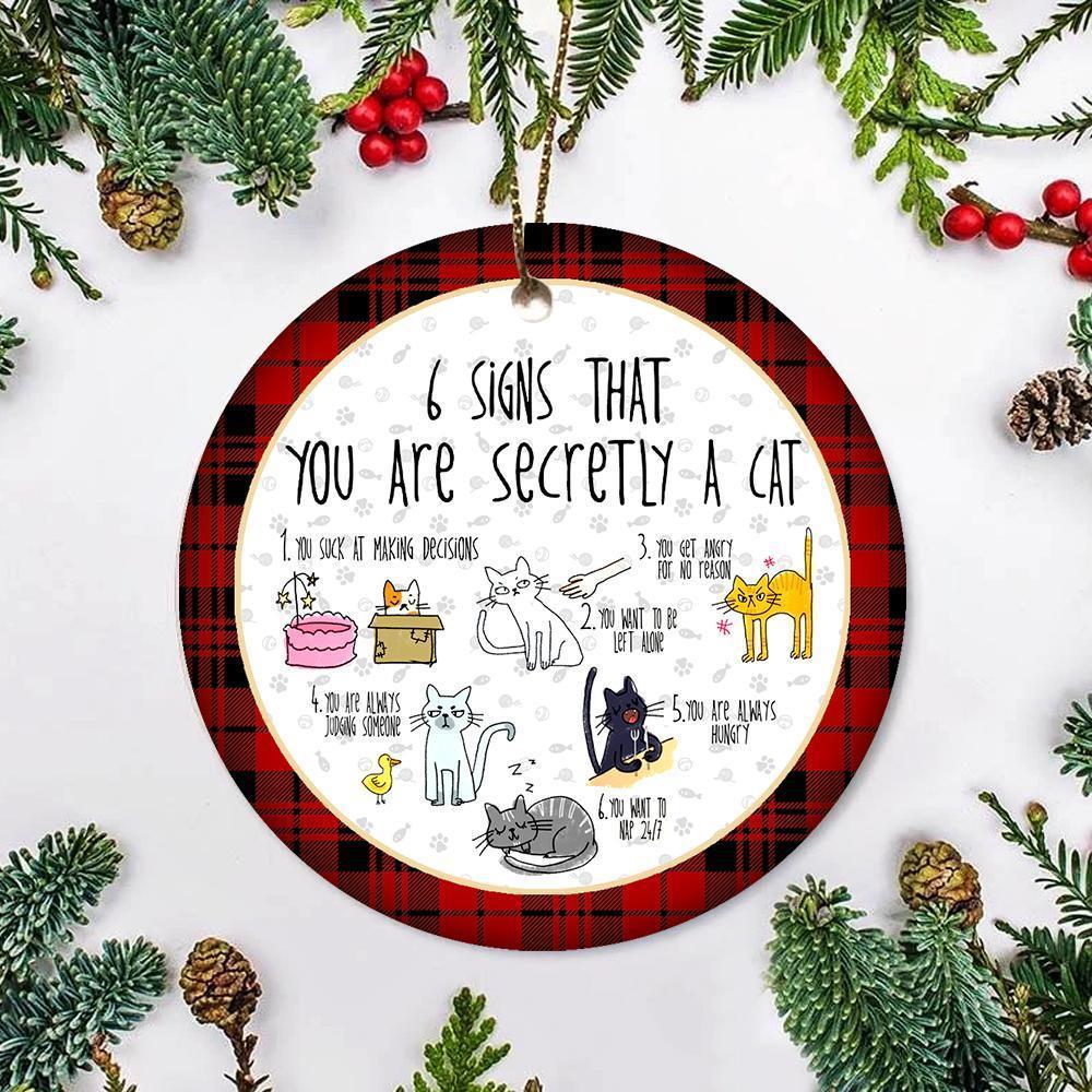 You Are Secretly A Cat Ceramic Ornament Christmas Ornament Christmas Gift Ideas Circle Ornament