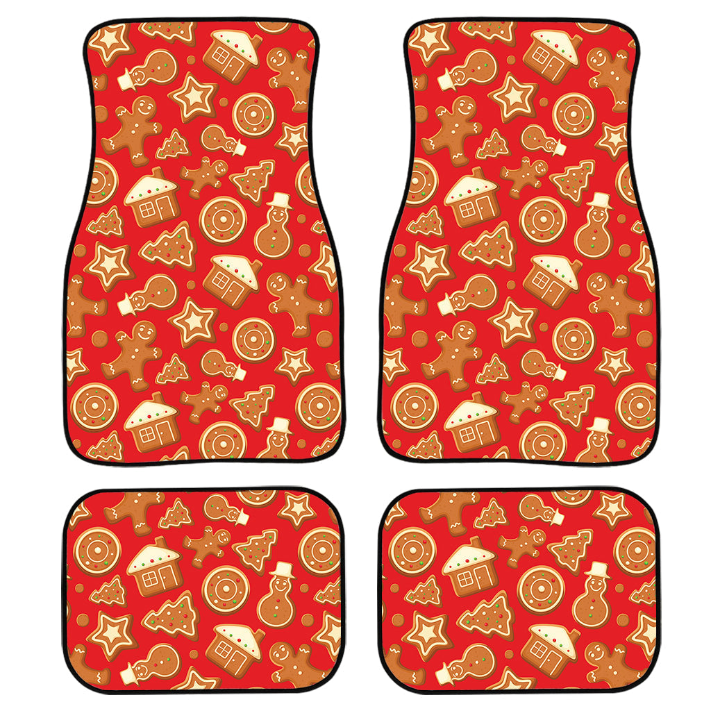 Xmas Gingerbread Pattern Print Front And Back Car Floor Mats, Front Car Mat