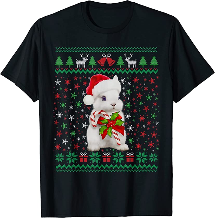 Ugly Sweater Santa Hat Christmas Rabbit Lover Animal Hat T-Shirt