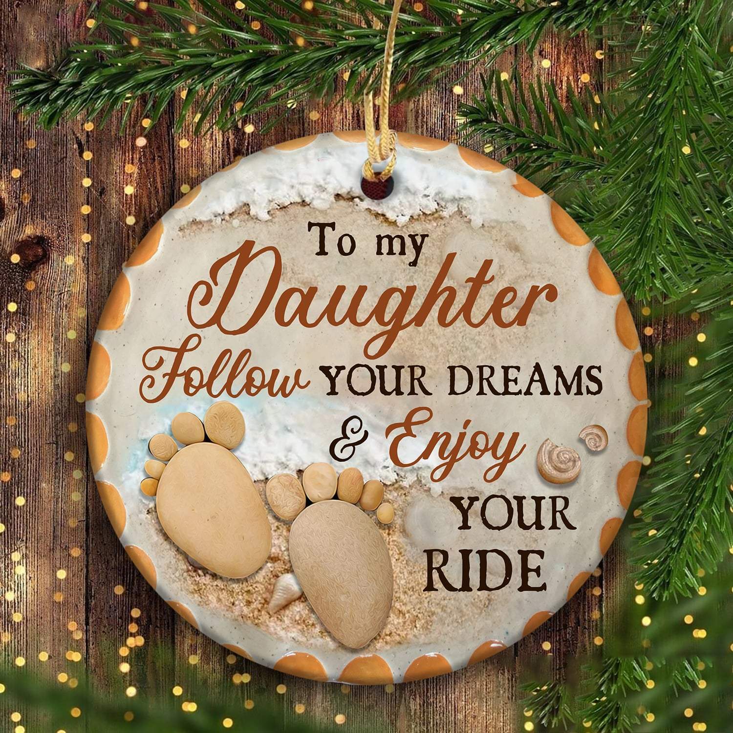 To My Daughter Follow Your Dream Circle Ceramic Ornament Gift For Daughter Porcelain Ceramic Home Decorations Ornament Pendant Christmas Tree