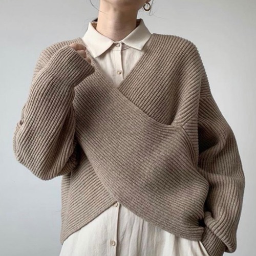 2020 Autumn Winter New Chic Women Pullovers Sweaters Korean Batwing Sleeve Knit Crop Sweater Vintage Office Lady Sueter Mujer alx