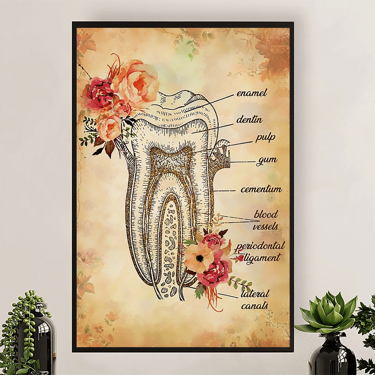 Flower Tooth Art Painting Poster Canvas – Gift For Dentist Evg85889