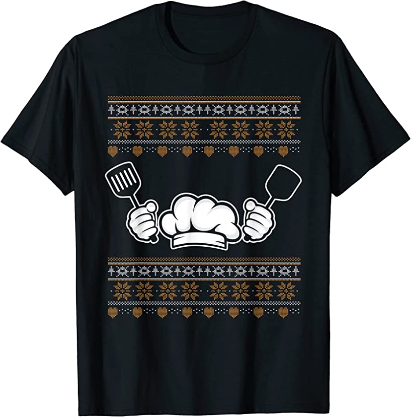 Ugly Christmas X-Mas Cook Santa Claus Chef New Year Kitchen T-Shirt