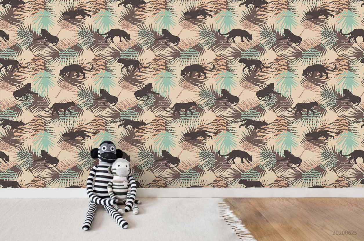 3D Tiger Green Leaf Wall Mural Wallpaper A292 Lqh