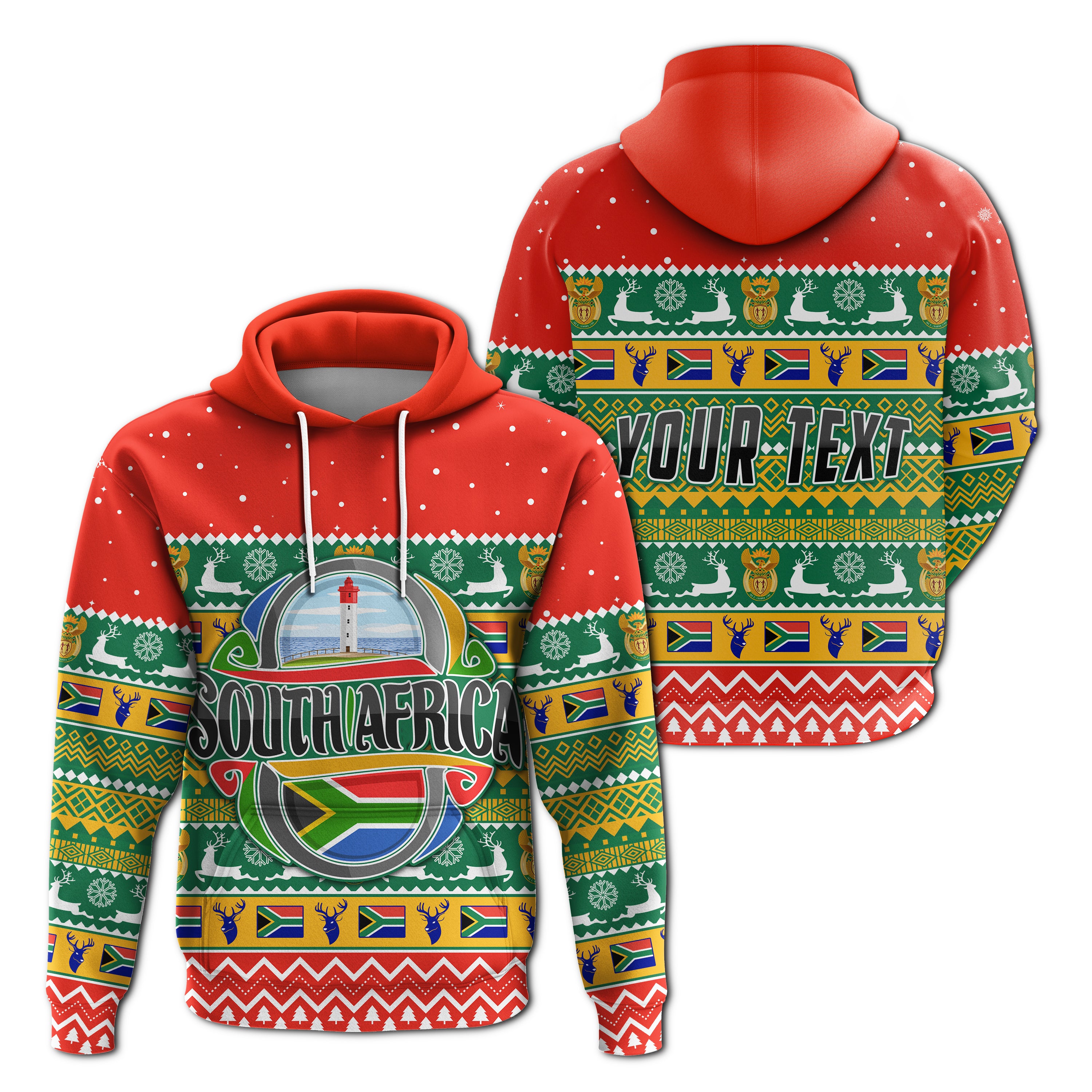 (Custom Personalised) South Africa Christmas Hoodie African Springbok Lt13