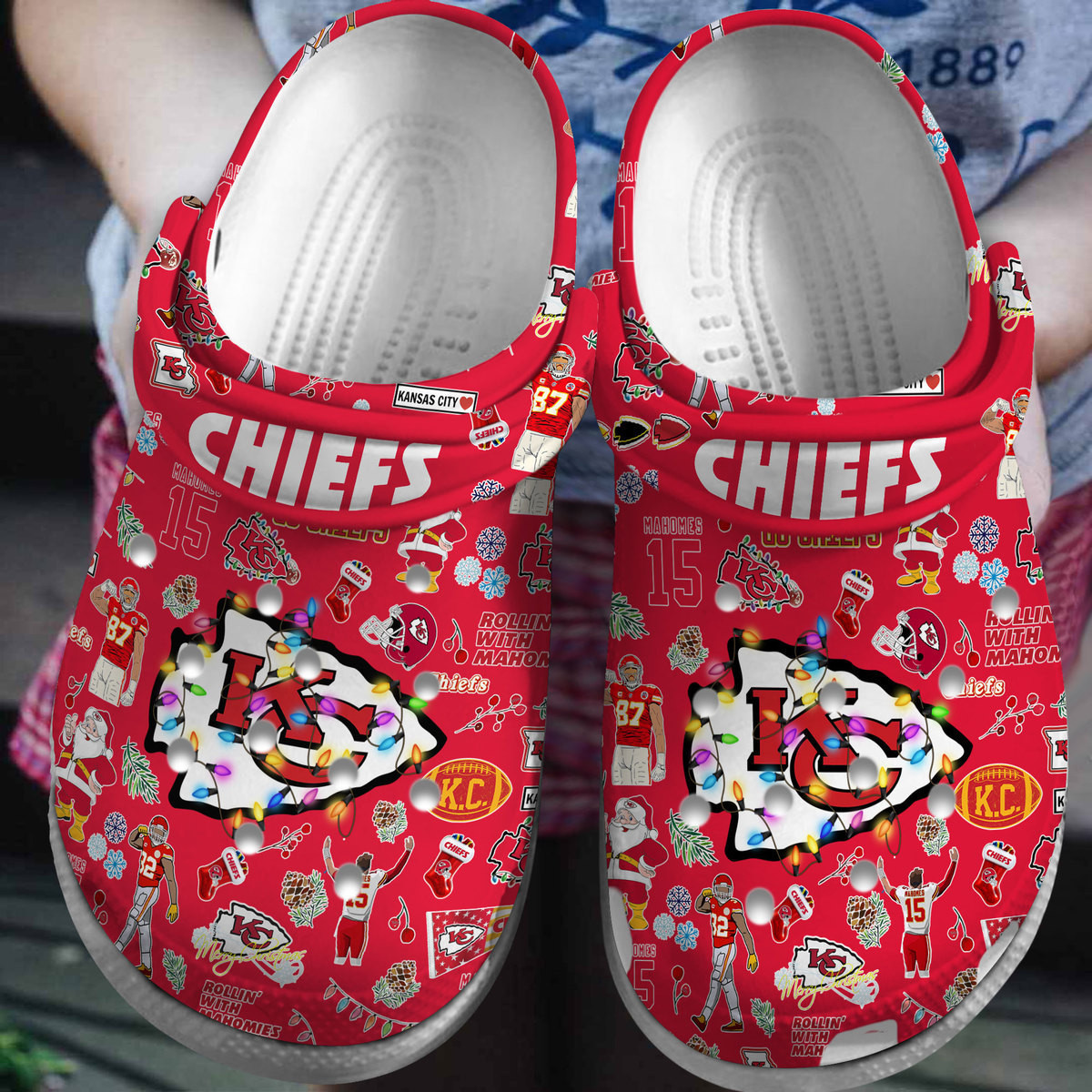 Kansas City Chiefs NFL Christmas Crocss Crocband Clogs Shoes Comfortable For Men Women and Kids