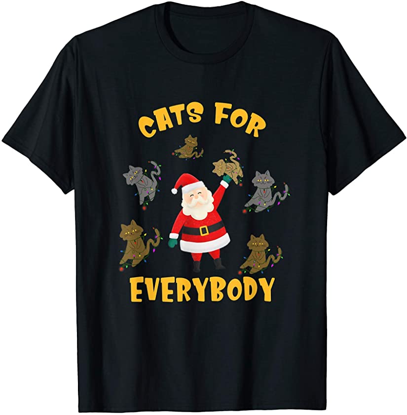 Cats for Everybody Funny Christmas Ugly Sweater Style T-Shirt