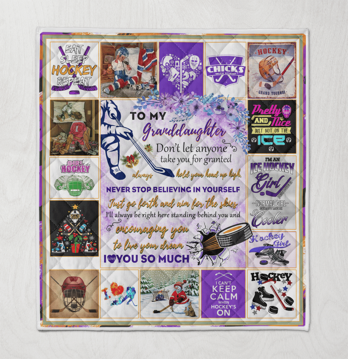 Eat Sleep Hockey Repeat Quilt Blanket Wq2609308