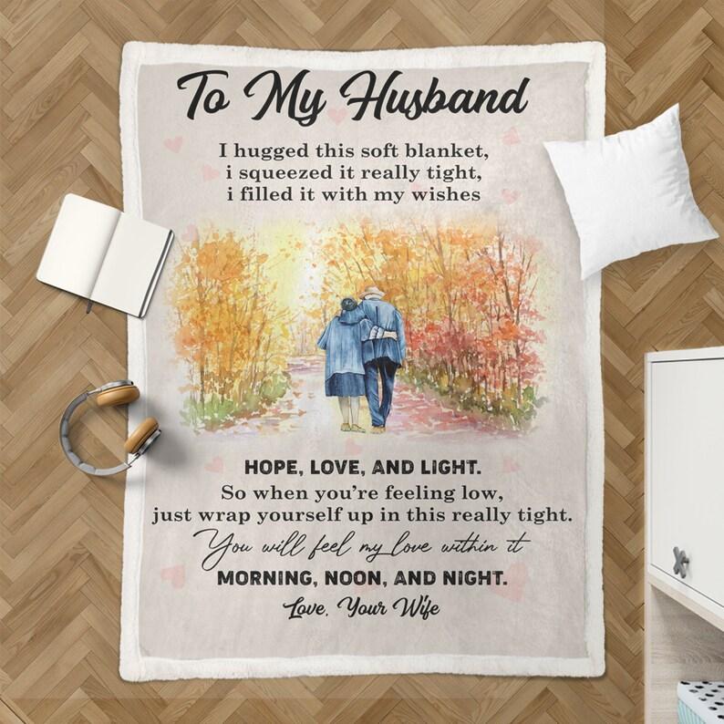 To My Husband Blabket From Wife Personalized Blanket Letter, Customize Blanket Gift For Husband Family Home Decor Bedding Couch Sofa Soft And Comfy Cozy