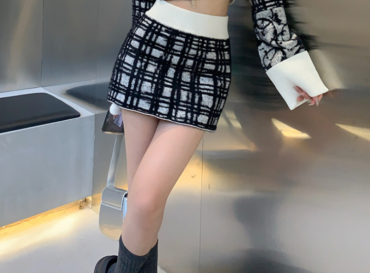 Winter Sweet Plaid Two Piece Set Women Korean Fashion Patchwork Party Mini Skirt Suit Female Casual Designer Y2K Skirt Set 2022 alx