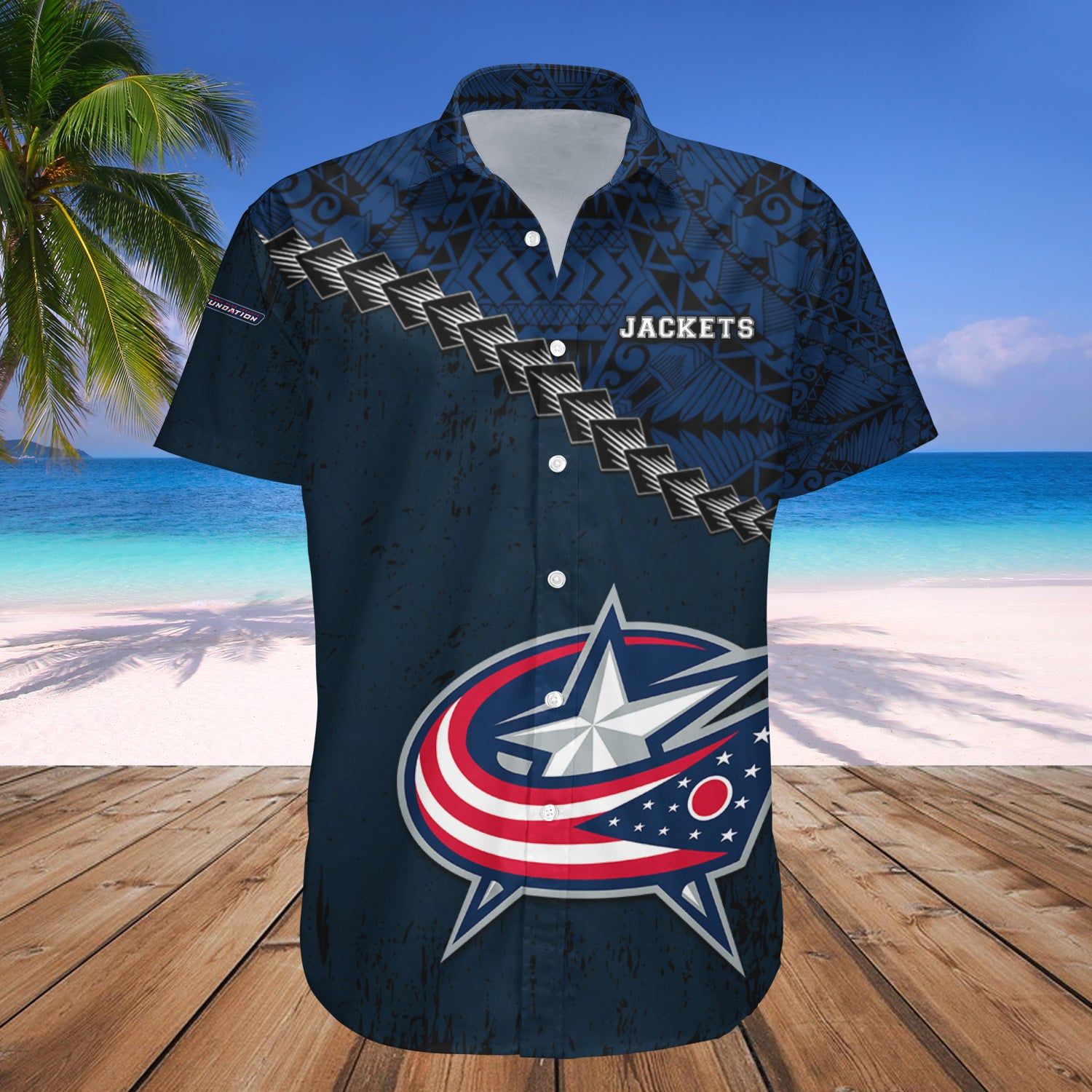 Columbus Blue Jackets Hawaii Shirt Grunge Polynesian Tattoo – Nhl