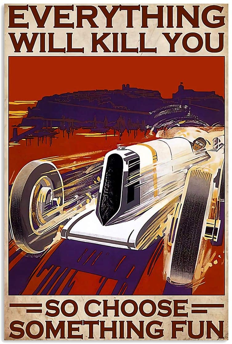 Vintage Car Racig – Choose Something Fun Poster Art Print      Home Decor Gift For Men Women Family Friend On Birthday Xmas