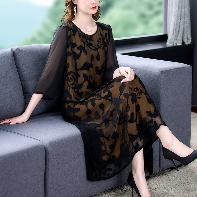 Women Black Embroidery Jacquard Midi Dress Spring Summer Fashion Casual Vestidos 2022 Korean Vintage Hepburn Party Evening Robe alx