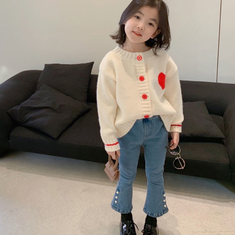 3-9Y Kids Girl Cardigan Sweater Long Sleeve Spring Autumn Cotton Coat Cute Sweet Sweater Jacket Girls Cardigan Knitted Sweater alx