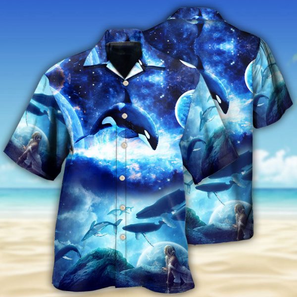 Whale Ocean Hawaiian Shirt Shorts Set Summer Beach Clothing Clothes Outfit For Men Ht