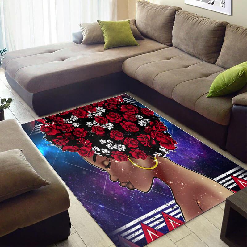 Trendy African Rug Pretty African Style African Lady African Design Floor Rug African Themed Home Decor WBG4088