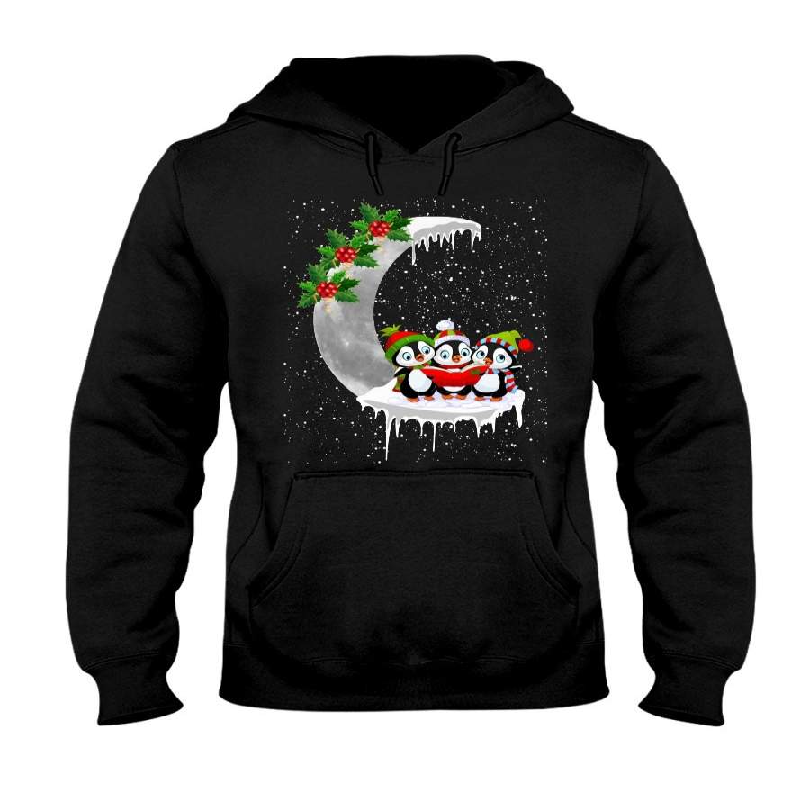 Penguin Snow Moon Men/Women Hoodie Black