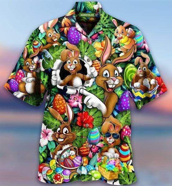 Beach Shirt High Quality Funny Easter Bunny So Cute Unisex Hawaiian Aloha Shirts