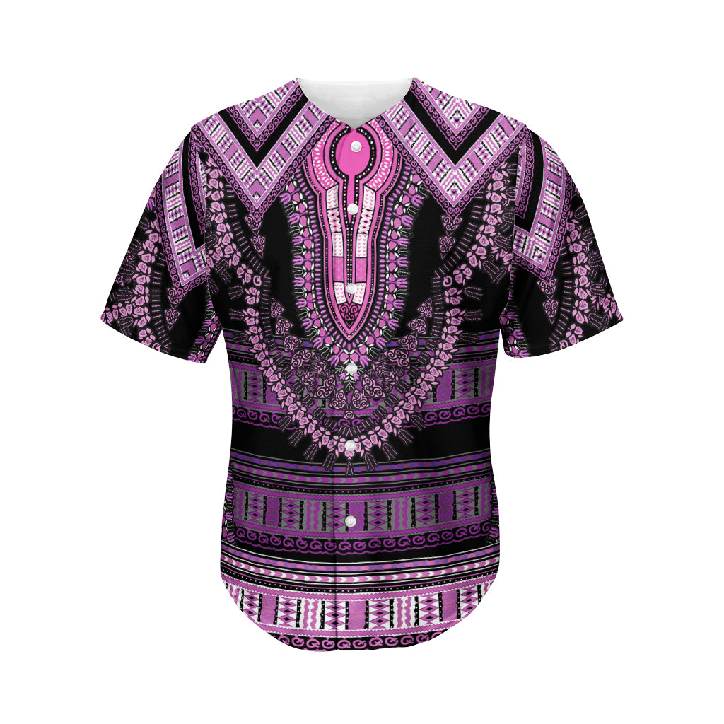 Purple And Black African Dashiki Print Men’S Baseball Jersey 3D Print