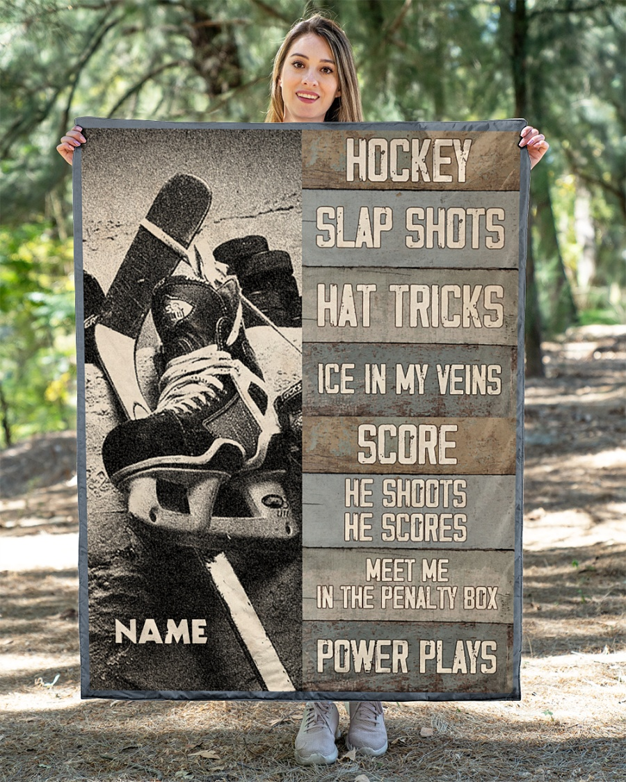 Personalized Custom Name, Ice Hockey Quilt Blanket