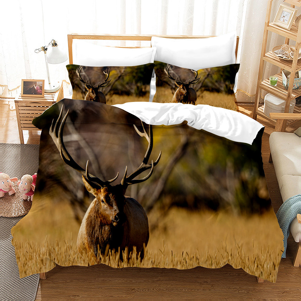 3D Forest Animal Elk Quilt Cover Set Bedding Set Duvet Cover Pillowcases 97