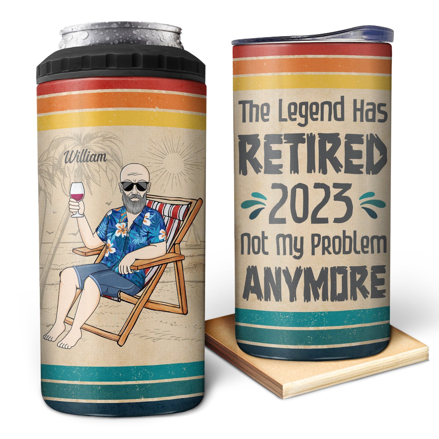 The Legend Has Retired Not My Problem Anymore Vintage – Retirement Gift – Personalized Custom 4 In 1 Can Cooler Tumbler