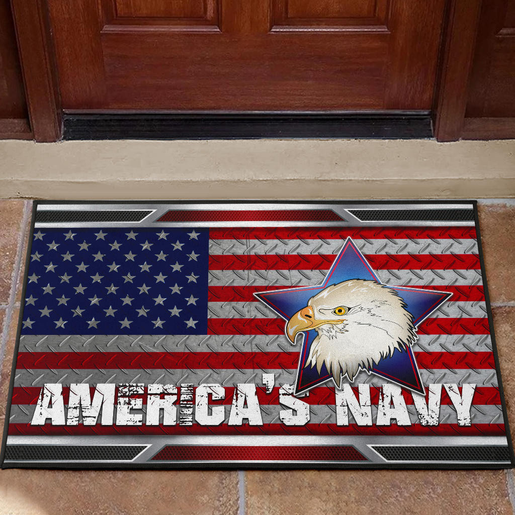 Us Independence Day America’S Navy Eagle Head On Us Steel Flag Door Mat Home Decor