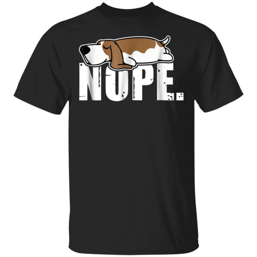 Nope Lazy Basset Hound Dog Sleeping Funny Dog Lovers Tshirt