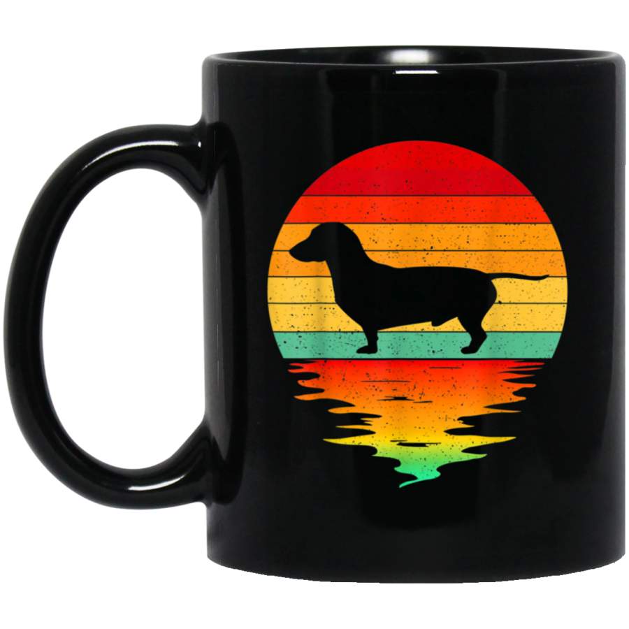 Vintage Retro Sunset Dachshund Dog Lover Silhouette Gifts Mug