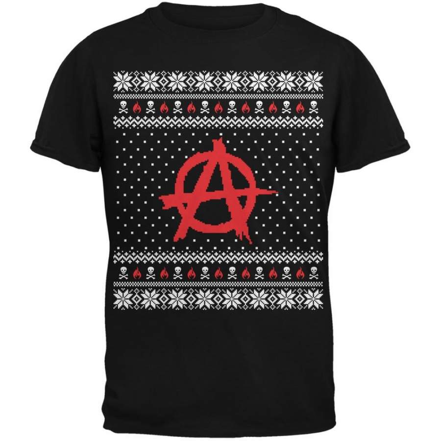 Anarchy Ugly Christmas Sweater Black Adult T-Shirt