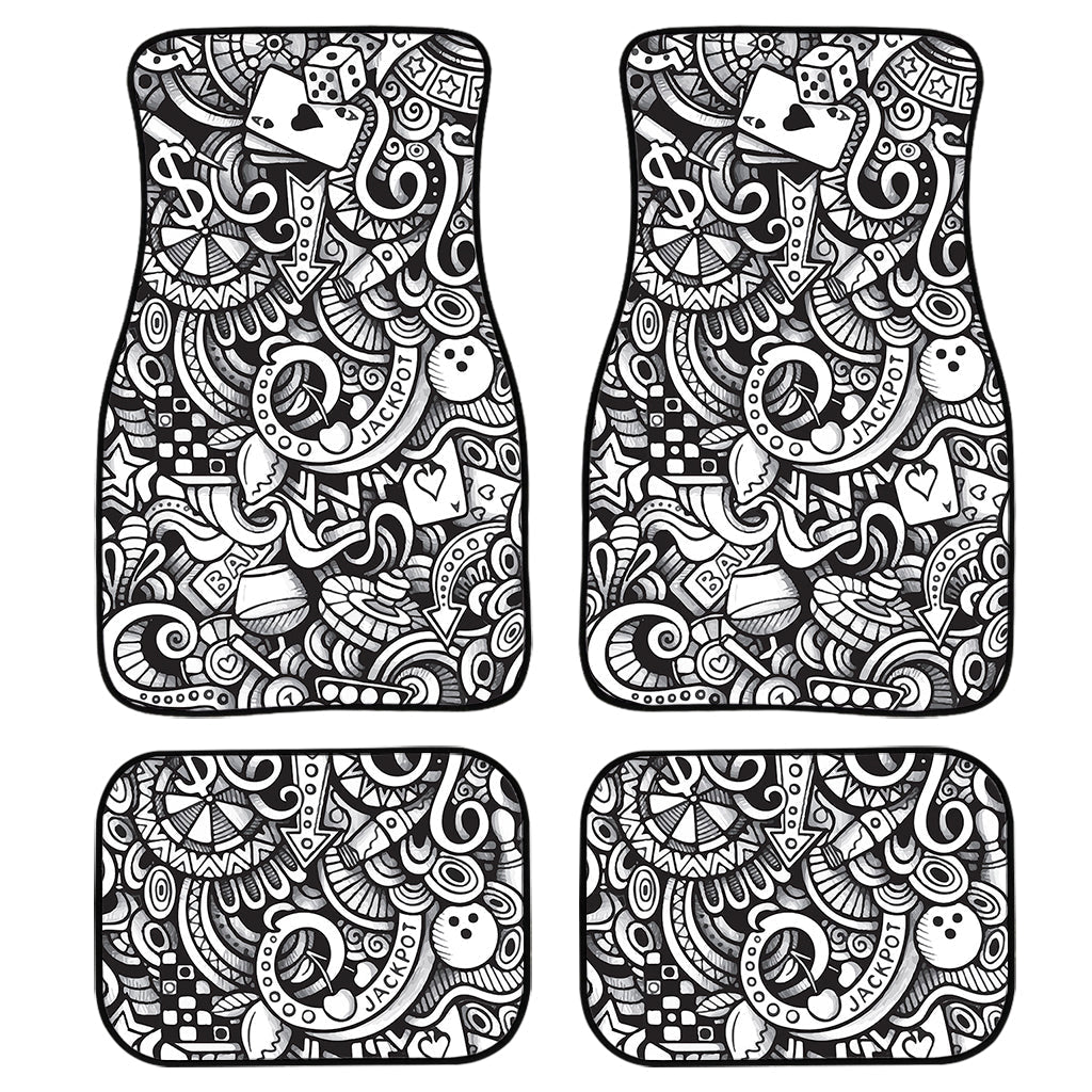 Cartoon Casino Card Pattern Print Front And Back Car Floor Mats, Front Car Mat