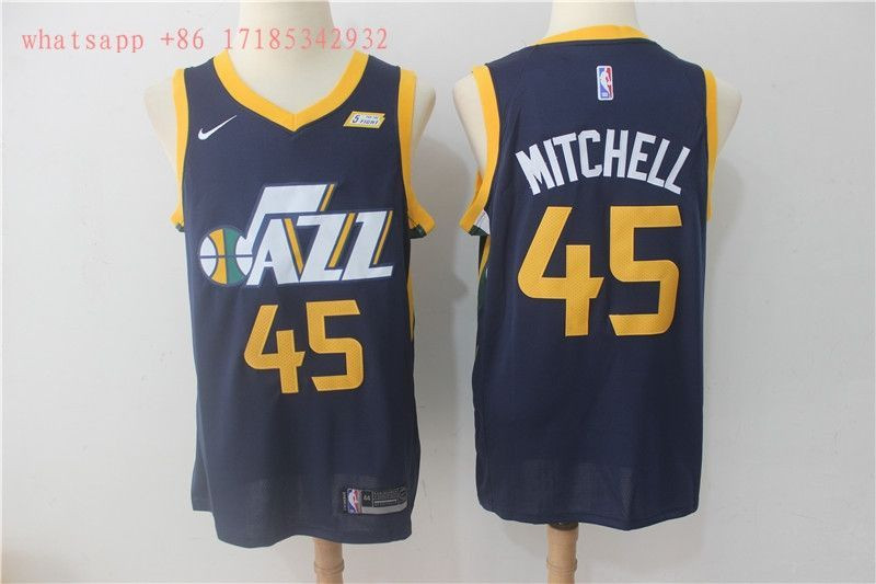 Utah Jazz Donovan Mitchell #45 2020 NBA New Arrival Black Blue Jersey