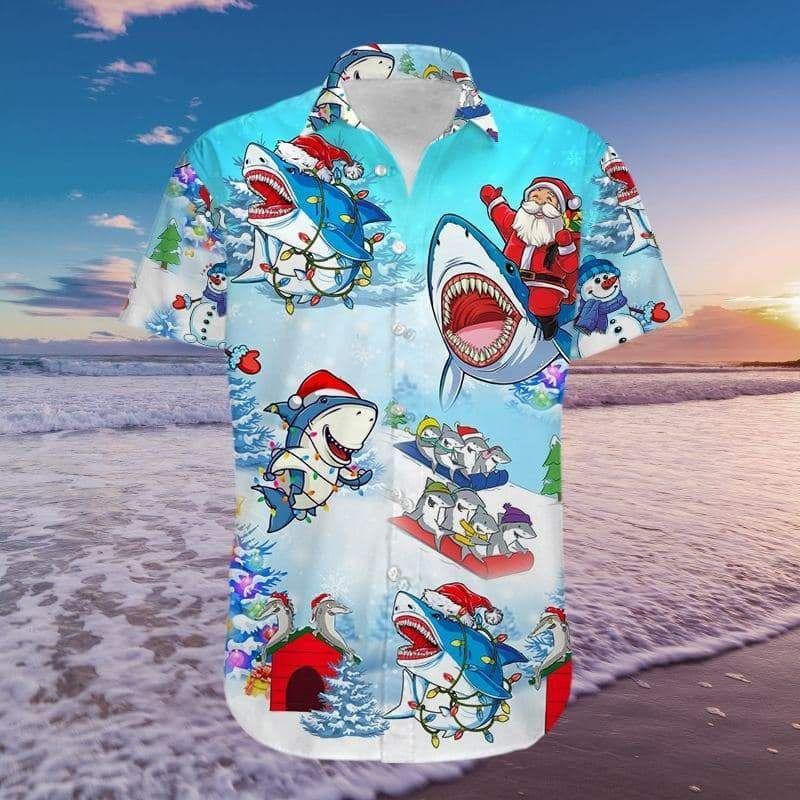 Beach Shirt Shop From 1000 Unique Funny Shark And Santa Claus Merry Christmas Hawaiian Aloha Shirts H