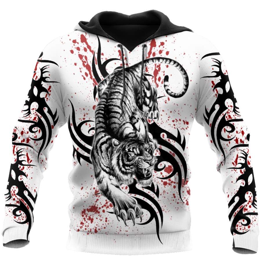 White Tiger Tattoo 3D All Over Printed Shirts For Men and Women