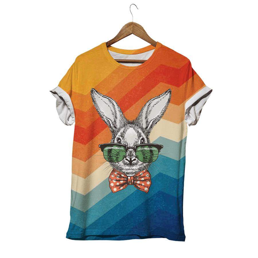 Rabbit With Green Glasses Retro Style Rabbit T-shirt