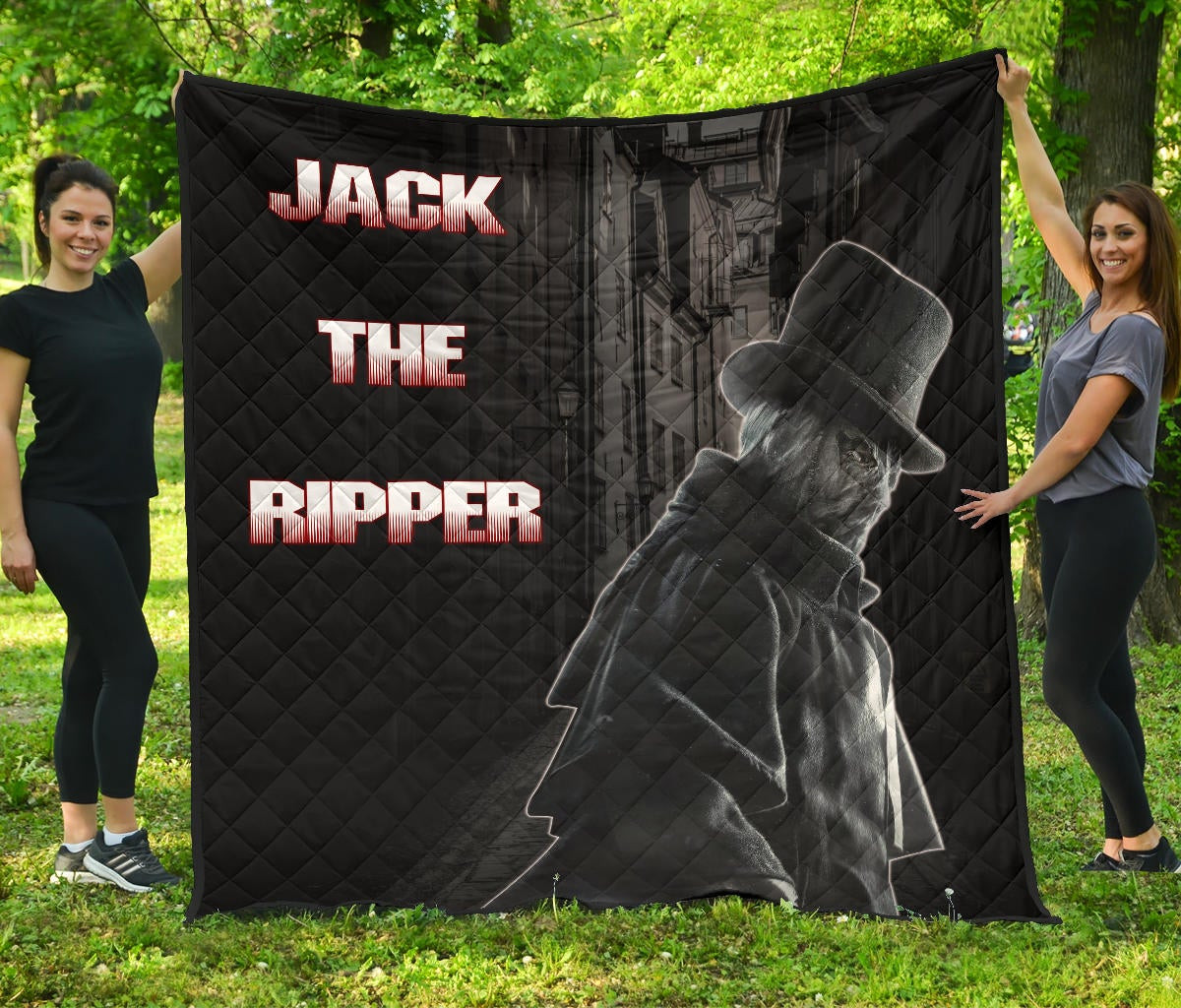 Horror Movie Jack The Ripper In City Black White Premium Quilt Blanket