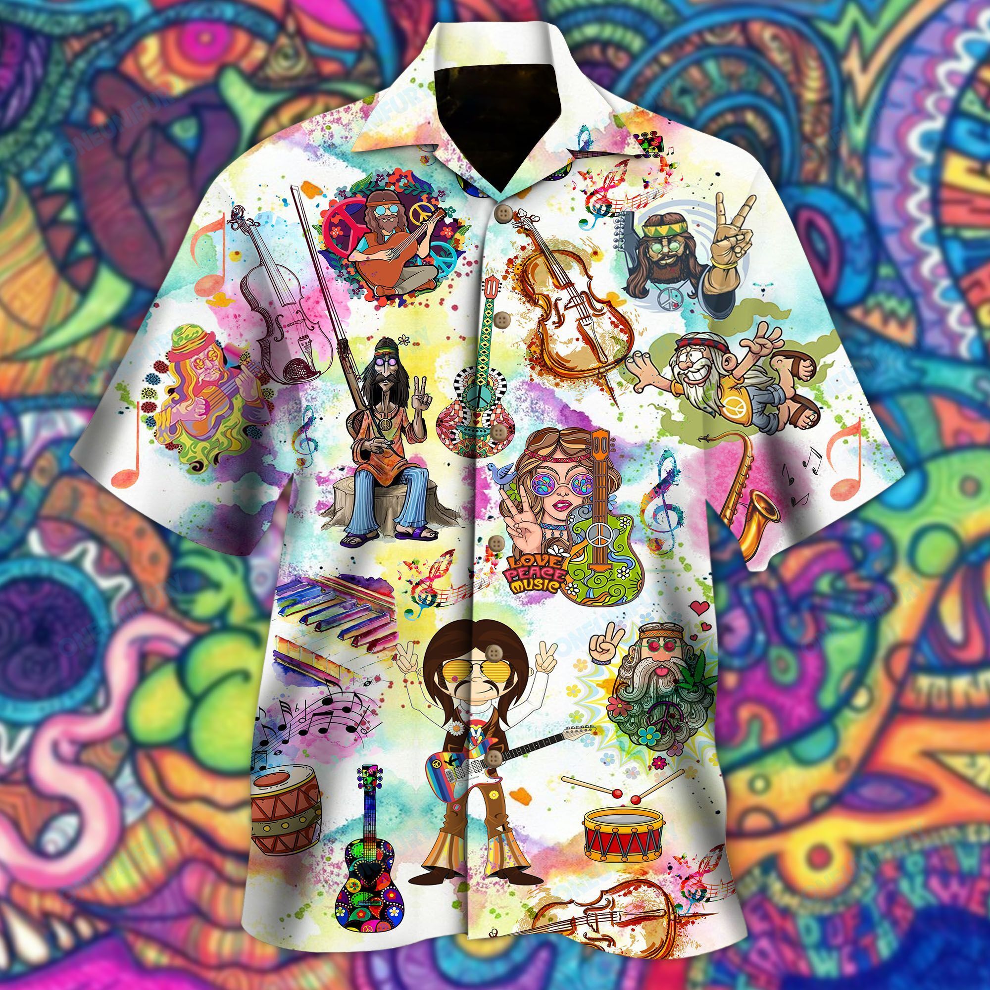 Stay Trippy Little Hippie Guitar Hawaii Shirt Re Ha81045