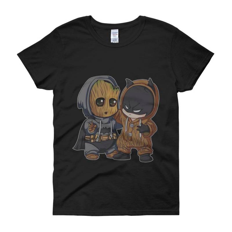 Batman And Baby Groot Women’S T Shirt