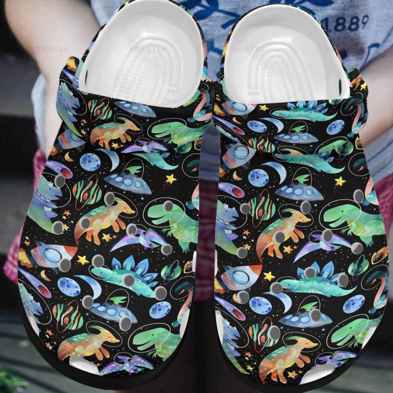 Colorful Space Dinosaur Ocean Gift For Lover Rubber clog Shoes Comfy Footwear