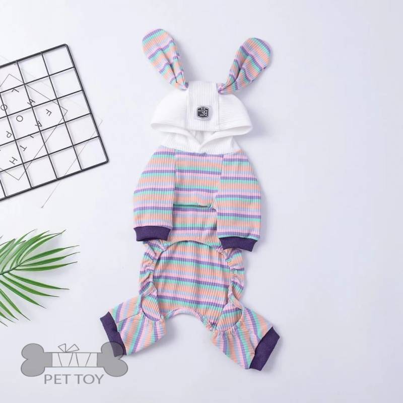 Puppy Clothes Cute Rabbit ear Striped Pet Clothing  French Bulldog shirts