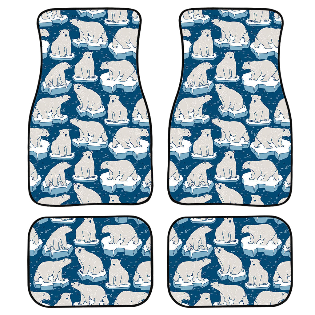 Polar Bear On Ice Pattern Print Front And Back Car Floor Mats, Front Car Mat