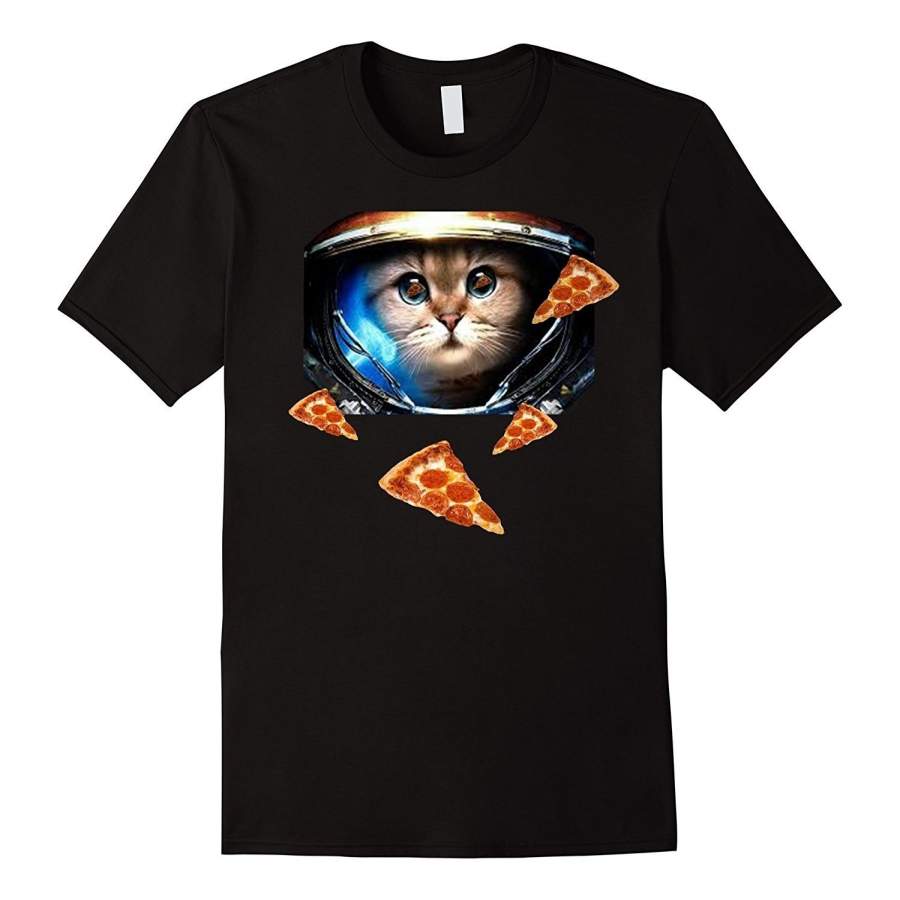 Space Cat Pizza Funny T Shirt Men S Short Sleeve T-Shirt Graphic T-Shirt