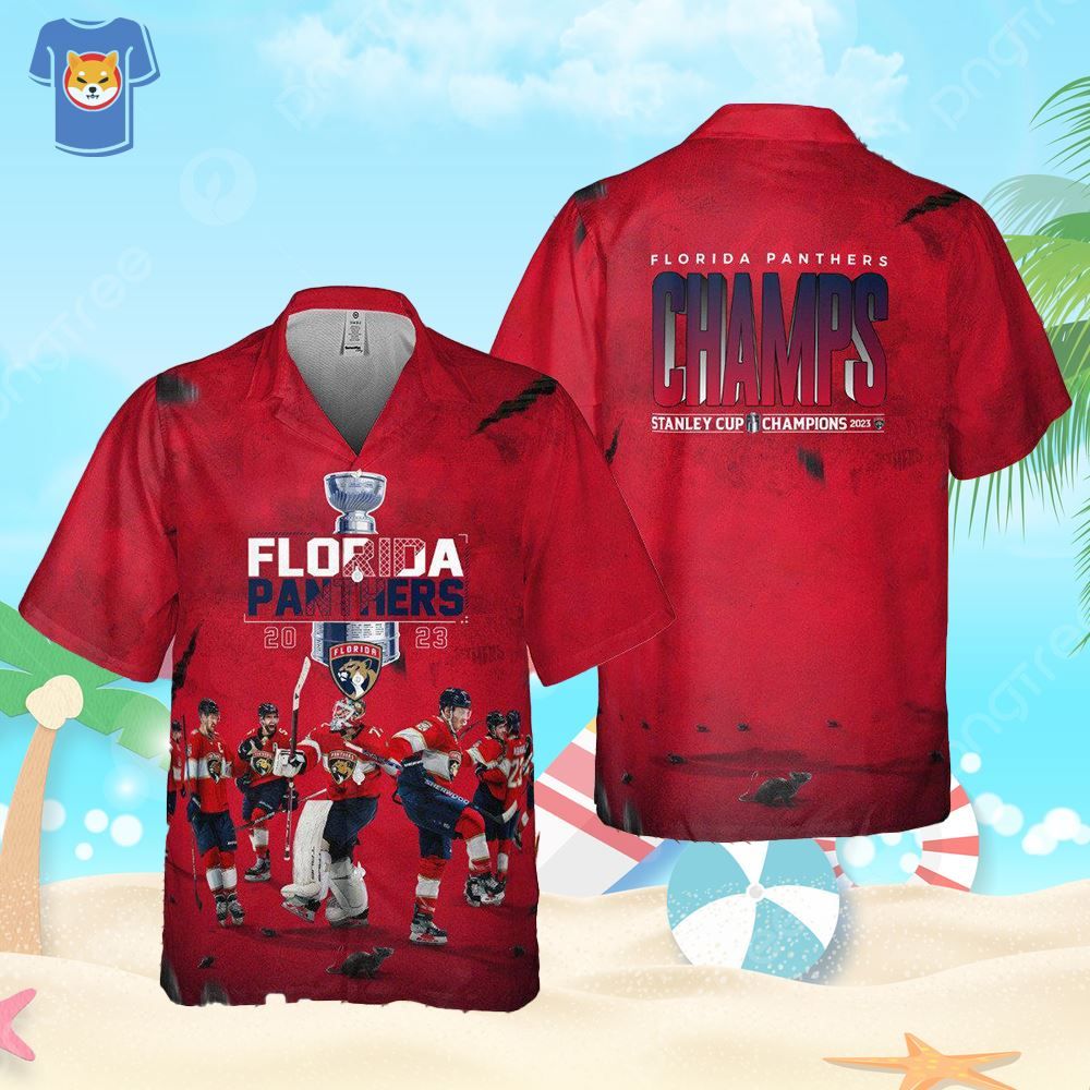 Florida Panthers National Hockey League Champions On Red Background Hawaiian Shirt