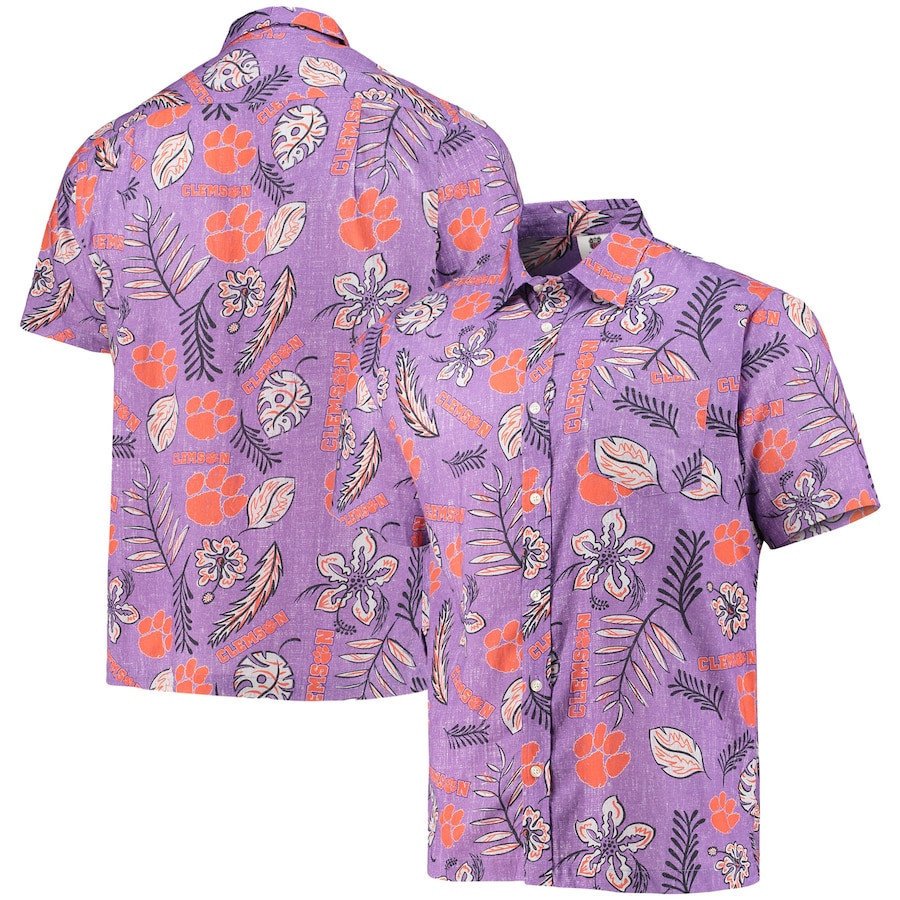 Clemson Tigers Purple Vintage Floral Hawaii Shirt Ha100501