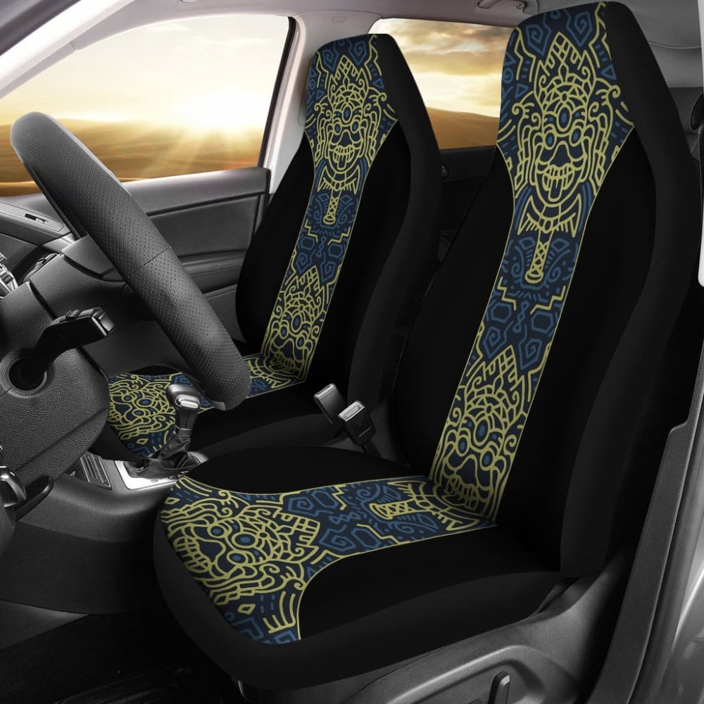 Aztec Elephant Blue Mustard Yellow Car Seat Covers 101819