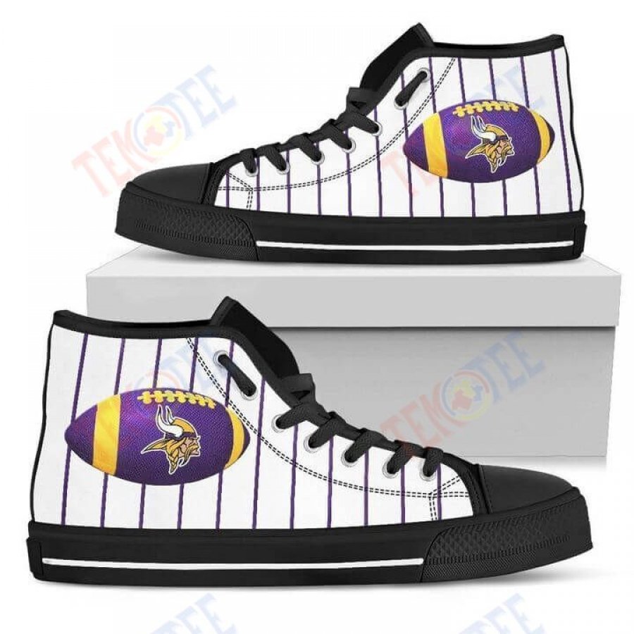 Mens Womens Straight Line With Deep Circle Minnesota Vikings High Top Shoes TMT701