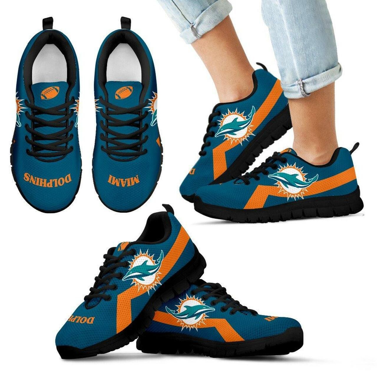 Miami Dolphins Sneakers Line Logo Running Shoes For Men, Women Shoes11938