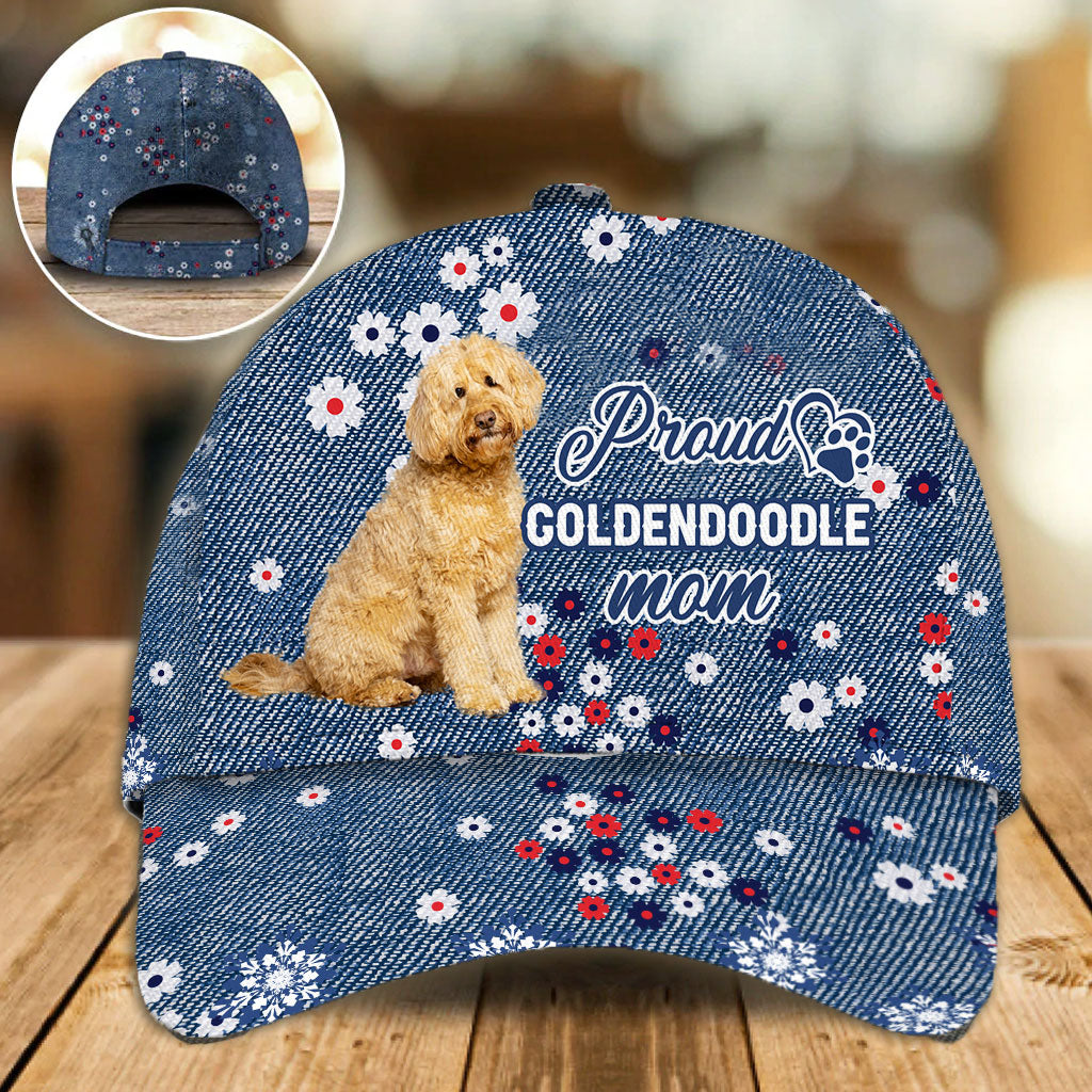 Goldendoodle Proud Mom Baseball Cap Hat In Flower Pattern, Classic Cap Hat For Dog Lovers